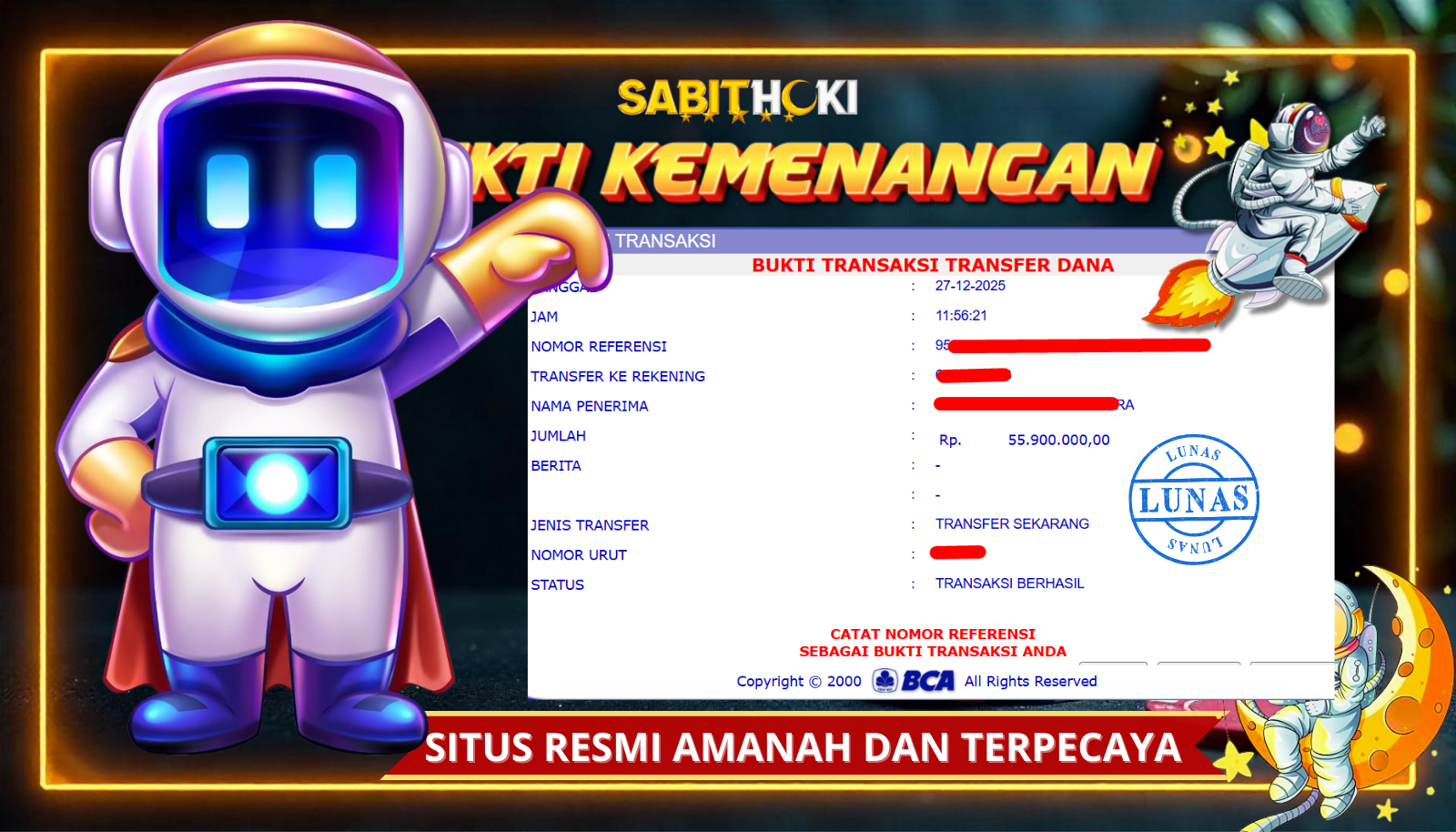 SELAMAT KEPADA MEMBER SETIA SABITHOKI YANG BERHASIL JACKPOT DI PERMAINAN SPACEMAN